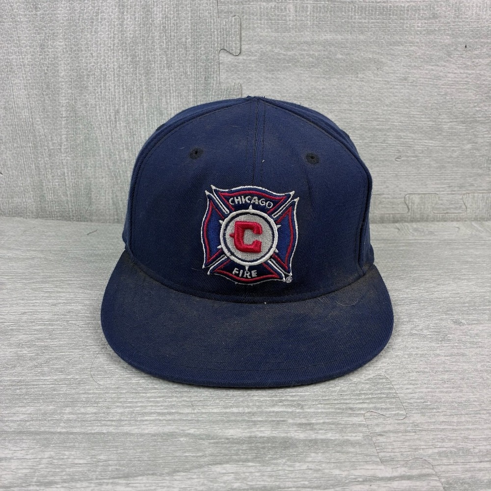 Chicago Fire Hat Cap Fitted Small Medium Navy Blue MLS Adidas Canvas‎ Soccer